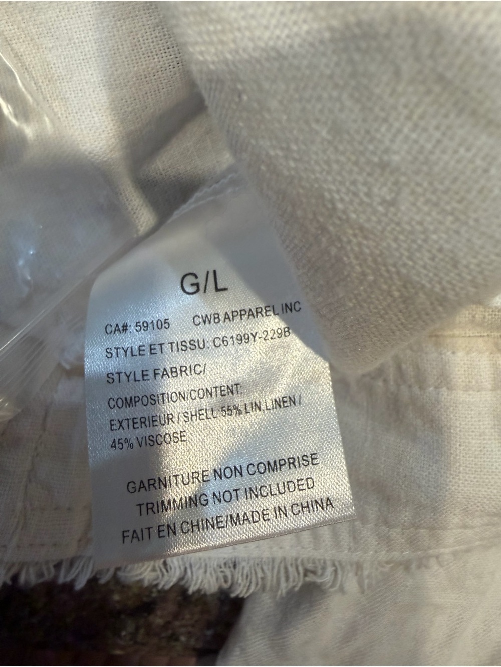 Charlie B Linen Blend White Frayed Hem Button-Front Jacket Size L - Picture 10 of 10